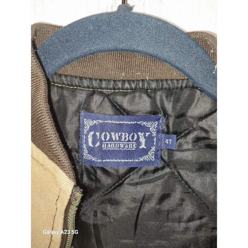Cowboy Hardware Kids 4T Brown Canvas Vest Broken Zipper